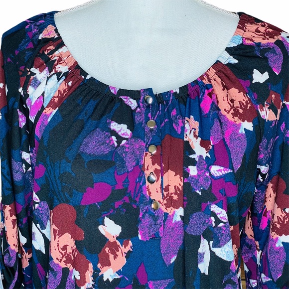 NY Collection Womens Blouse Multicolor Floral PL - Picture 3 of 8